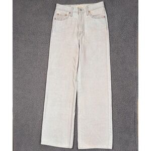 Levis Premium Ribcage Wide Leg Jeans Light Wash High Rise Denim 28 34L Big E